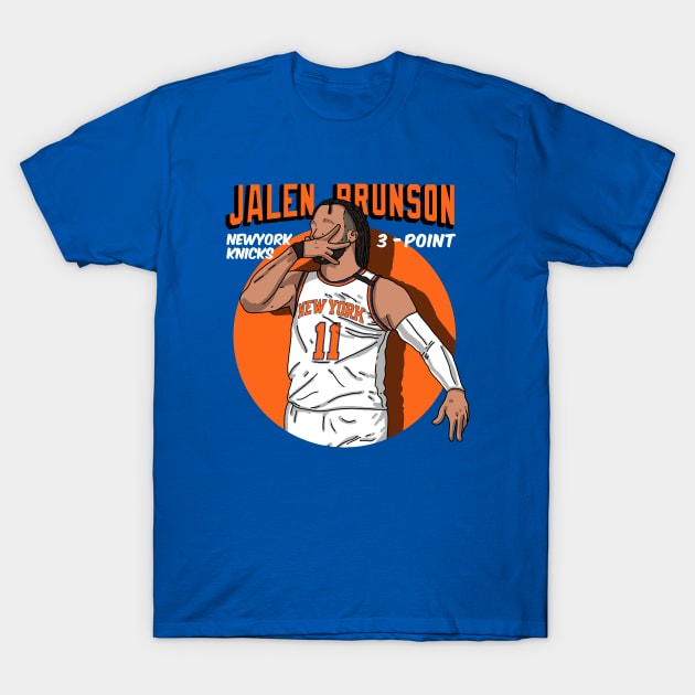 Jalen Brunson 3 Point Celebration T-Shirt by Luna Illustration